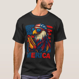 Grappige Merica Adelaar Hotdog Usa Vlag 4 Juli Pat T-shirt