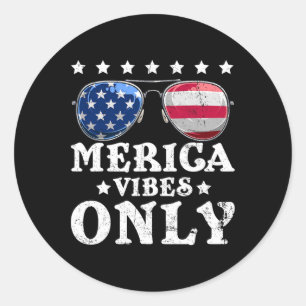 Grappige Merica Sfeer Alleen Amerikaanse Vlag Zonn Ronde Sticker