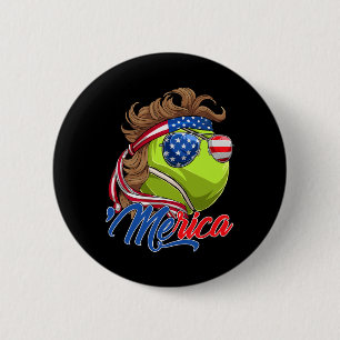 Grappige Merica Tennis Ll En Usa Vlag Sungles 4e V Ronde Button 5,7 Cm