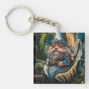 Grappige Merman Gnome beeldje in Seashell - Unde Sleutelhanger