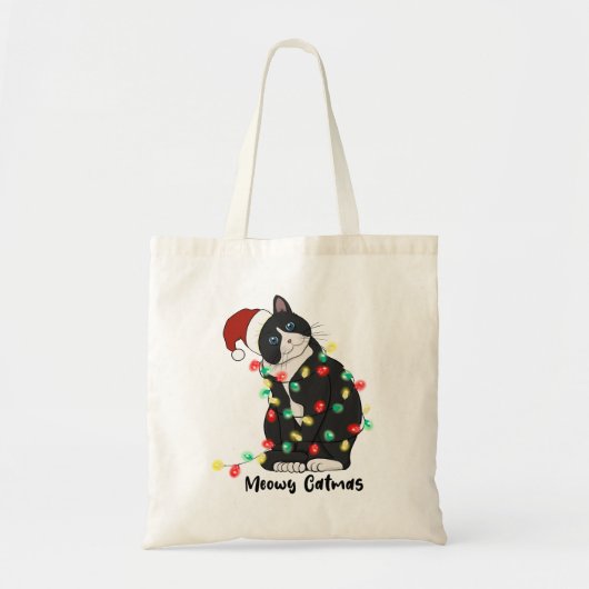 Grappige Merry Catmas Kat Tote Bag (Voorkant)