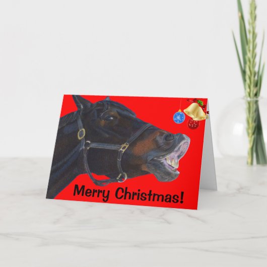 Grappige Merry Christmas Horse Kaart (Voorkant)