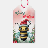 Grappige Merry Christmas Krans Schattigee BIJ Bug  Cadeaulabel (Achterkant)