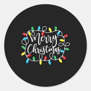 Grappige Merry Christmas Lights Xmas Familie Manne Ronde Sticker