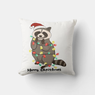 Grappige Merry Christmas Racoon Kussen