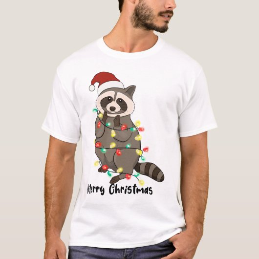 Grappige Merry Christmas Racoon T-shirt (Voorkant)