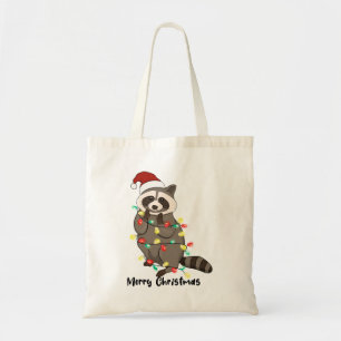 Grappige Merry Christmas Racoon Tote Bag