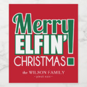 Grappige Merry Elfing Kerstmis Wijn Labels Wijn Etiket (Enkel label)