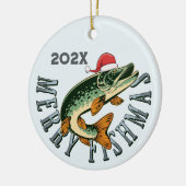 Grappige Merry Fishmas Santa Fish Keramisch Ornament (Links)