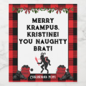 Grappige Merry Krampus Gepersonaliseerde Custom Ch Wijn Etiket (Enkel label)