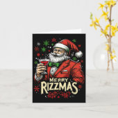 Grappige Merry Rizzmas Kerstman Kaart (Gele Bloem)