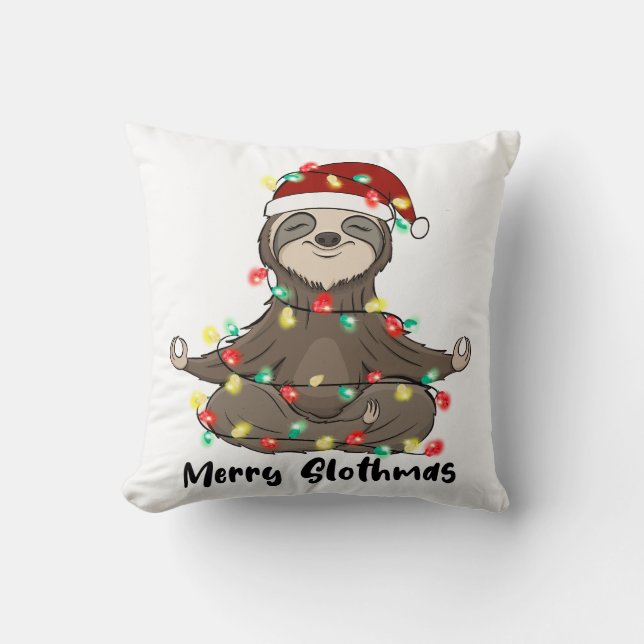 Grappige Merry Slothmas Sloth Kussen (Voorkant)