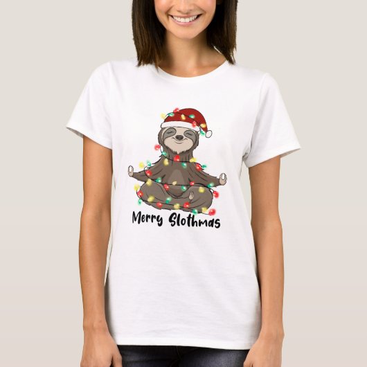 Grappige Merry Slothmas Sloth T-shirt (Voorkant)