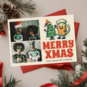 Grappige Merry Xmas Groovy Foto Kerstmis Kaart