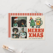 Grappige Merry Xmas Groovy Foto Kerstmis Kaart (Voorkant / Achterkant in situ)