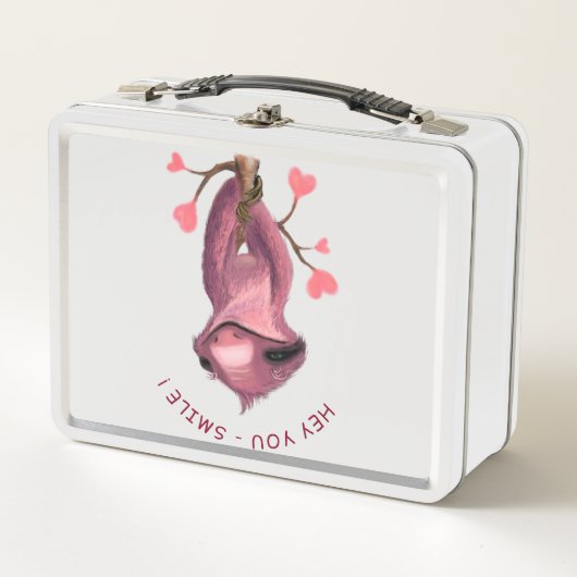 Grappige metalen lunchbox met speelse luiaard - Sm (Voorkant)