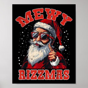 Grappige Mewy Rizzmas Kerstman Mewing Rizz Mannen  Poster