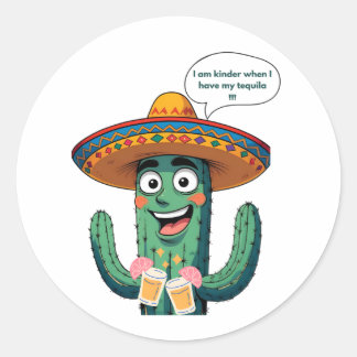 Grappige Mexicaanse Cactus met Tequila – Fiesta So Ronde Sticker