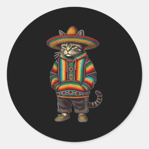 Grappige Mexicaanse kat Sombrero Baja Cinco De May Ronde Sticker