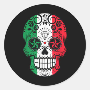 Grappige Mexicaanse schedelkop Cinco de Mayo Vlag Ronde Sticker