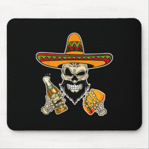Grappige Mexicaanse suikerschedel met taco's en bi Muismat