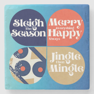 Grappige Mid Century Modern Kerst Drink Onderset Stenen Onderzetter