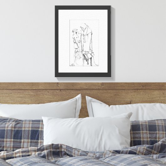 Grappige Mid kwaadaardige tekening canvas print (Insitu (Slaapkamer))