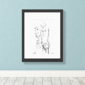 Grappige Mid kwaadaardige tekening canvas print (Insitu (Houten vloer))
