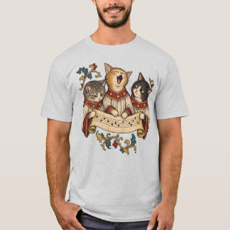 Grappige middeleeuwse kattenkoor in verlucht manus t-shirt