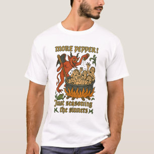 Grappige middeleeuwse Meme Devil Cartoon Halloween T-shirt