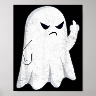 Grappige Middenvinger Geest Halloween Kostuum Mann Poster