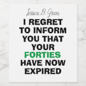 Grappige mijlpaal verjaardagscadeau, 50e wijn etiket (Enkel label)