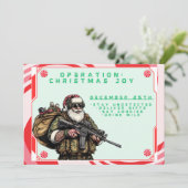 Grappige Militair/Kerstman Feestdagenkaart (Staand voorkant)