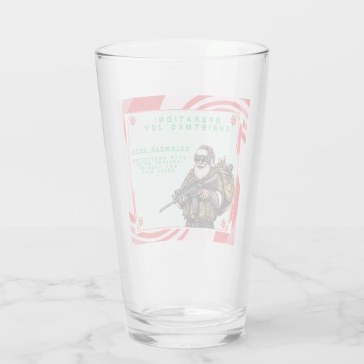 Grappige Militair/Kerstman Glas (Achterkant)