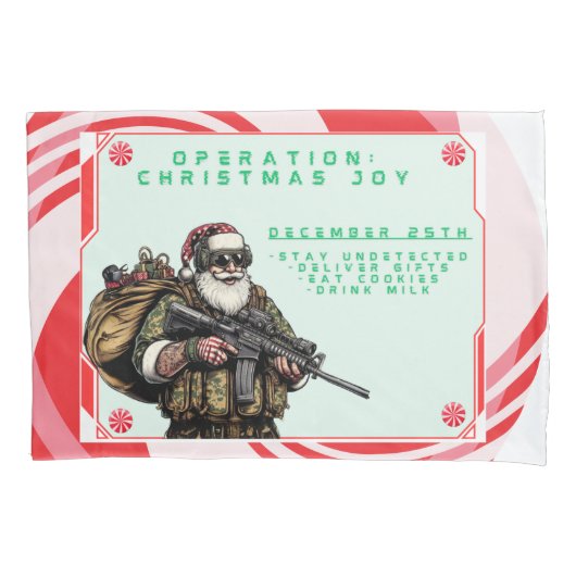 Grappige Militair/Kerstman Kussensloop (Voorkant)