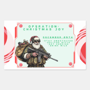 Grappige Militair/Kerstman Rechthoekige Sticker