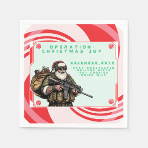 Grappige Militair/Kerstman Servet
