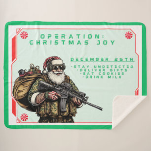 Grappige Militair/Kerstman Sherpa Deken
