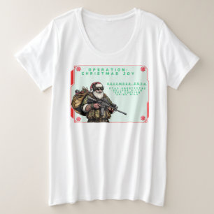 Grappige militaire/Kerstman Grote Maat T-shirt