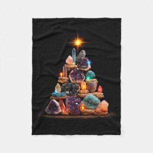 Grappige Mineralen Kerstboom Grafische Kristallen Fleece Deken