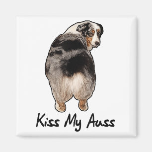 Grappige miniatuur Australische herder kus mijn Au Magneet