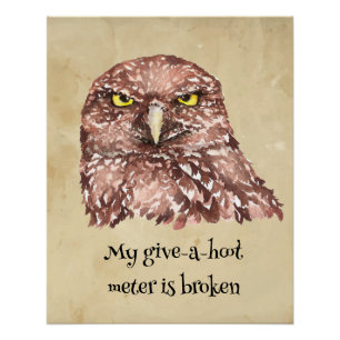 Grappige minimalistische Waterverf print kunst uil Perfect Poster