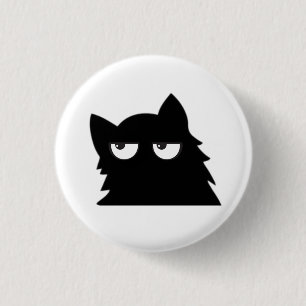 Grappige Minimalistische Zwarte Kat met een Oordel Ronde Button 3,2 Cm