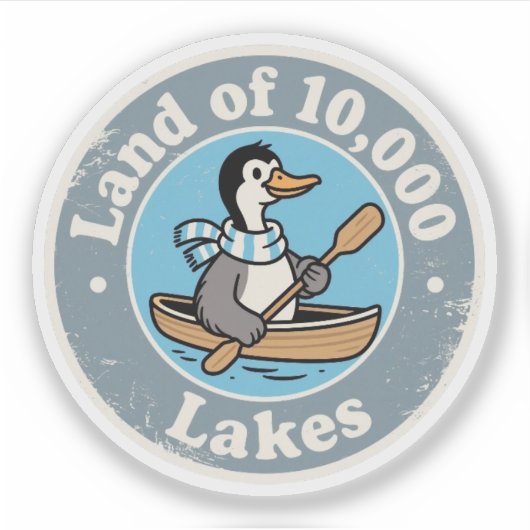Grappige Minnesota Loon Bird Kano Retro Sticker (Voorkant)