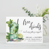 Grappige Mint Lime Cocktail Trendy Foto Bruiloft Save The Date (Staand voorkant)