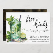 Grappige Mint Lime Cocktail Trendy Foto Bruiloft Save The Date (Voorkant / Achterkant)