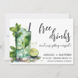 Grappige Mint Lime Cocktail Trendy Foto Bruiloft Save The Date