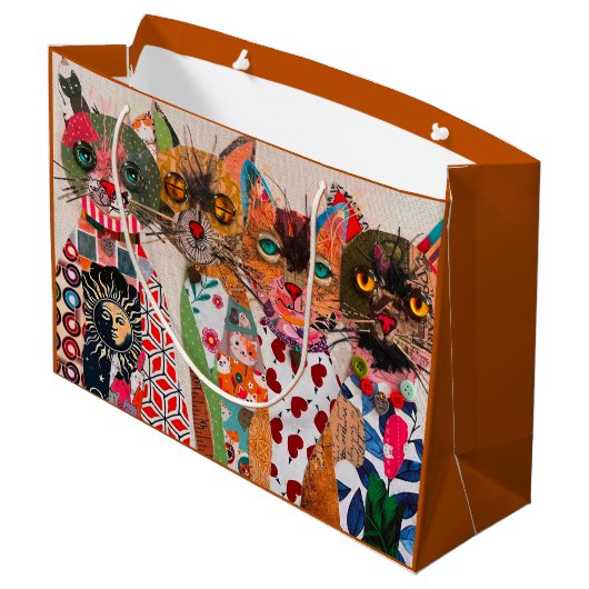 Grappige Mixed Media Cat Groot Cadeauzakje (Achterkant Gekanteld)