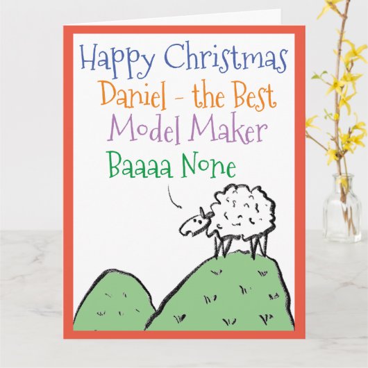 Grappige Modelmaker Schaap Beste Baaaa Geen Kerstm Kaart (Gele Bloem)
