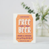 Grappige, moderne bier-thema save the date  aankondigingskaart (Staand voorkant)